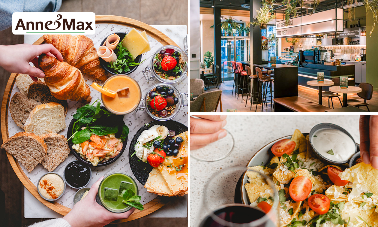 Ontbijtplank + 2 sapjes OF nacho's + 2 drankjes bij Anne&Max Haarlem