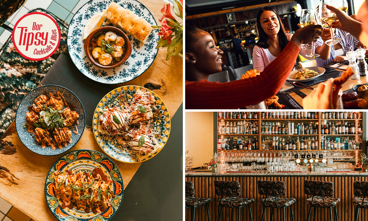 Tapas-keuzediner met 3 gerechten of 2 gerechten mét nagerecht bij het hippe Bar Tipsy