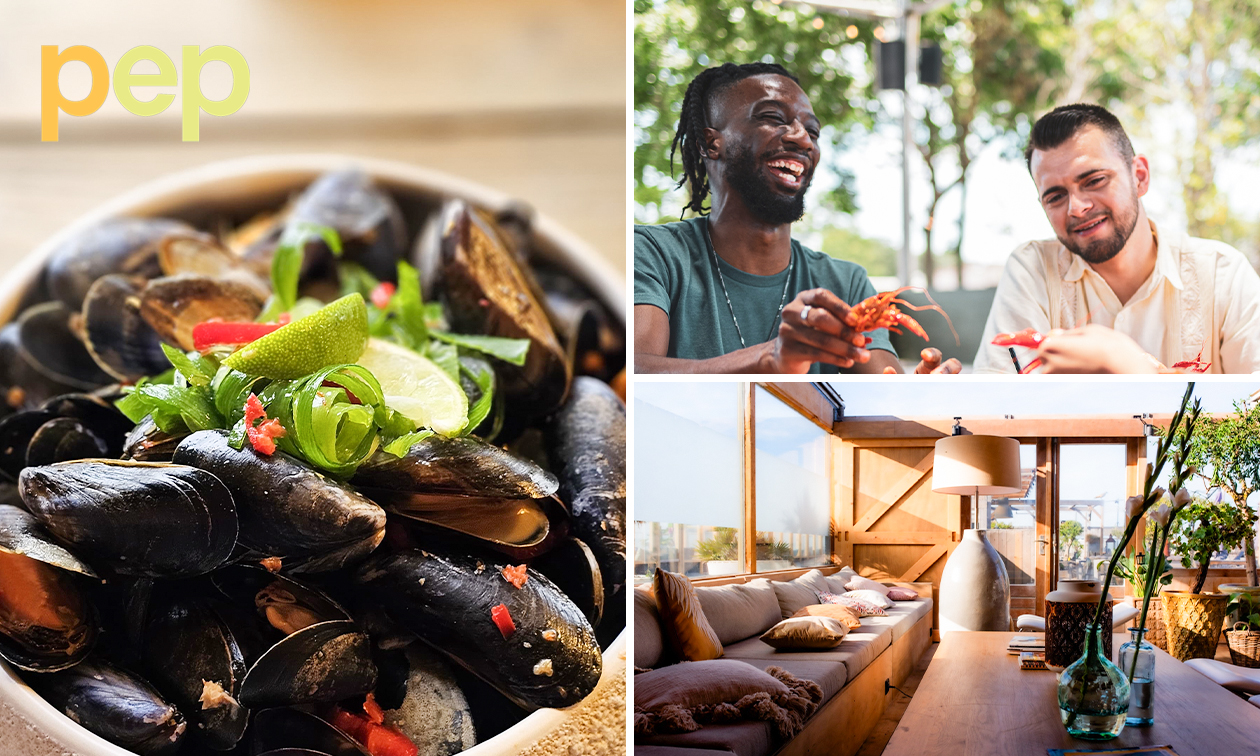 Aziatische mosselen + evt. nagerecht bij Beachclub Pep aan zee