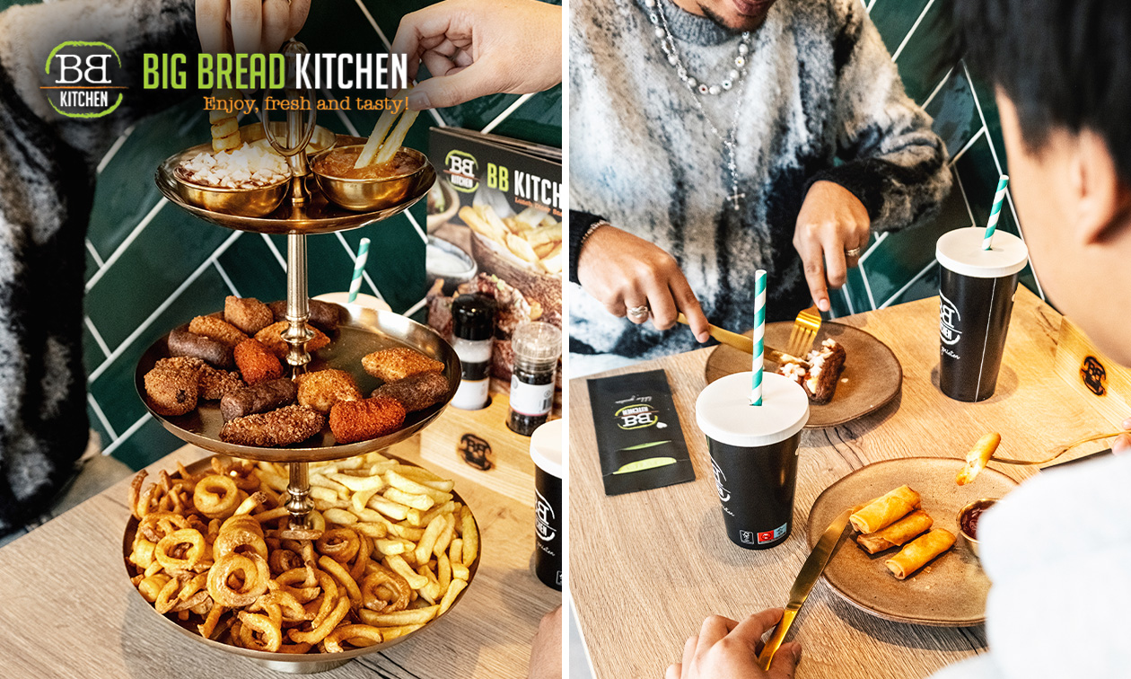 High friet met snacks + softijs + saus + onbeperkt friet