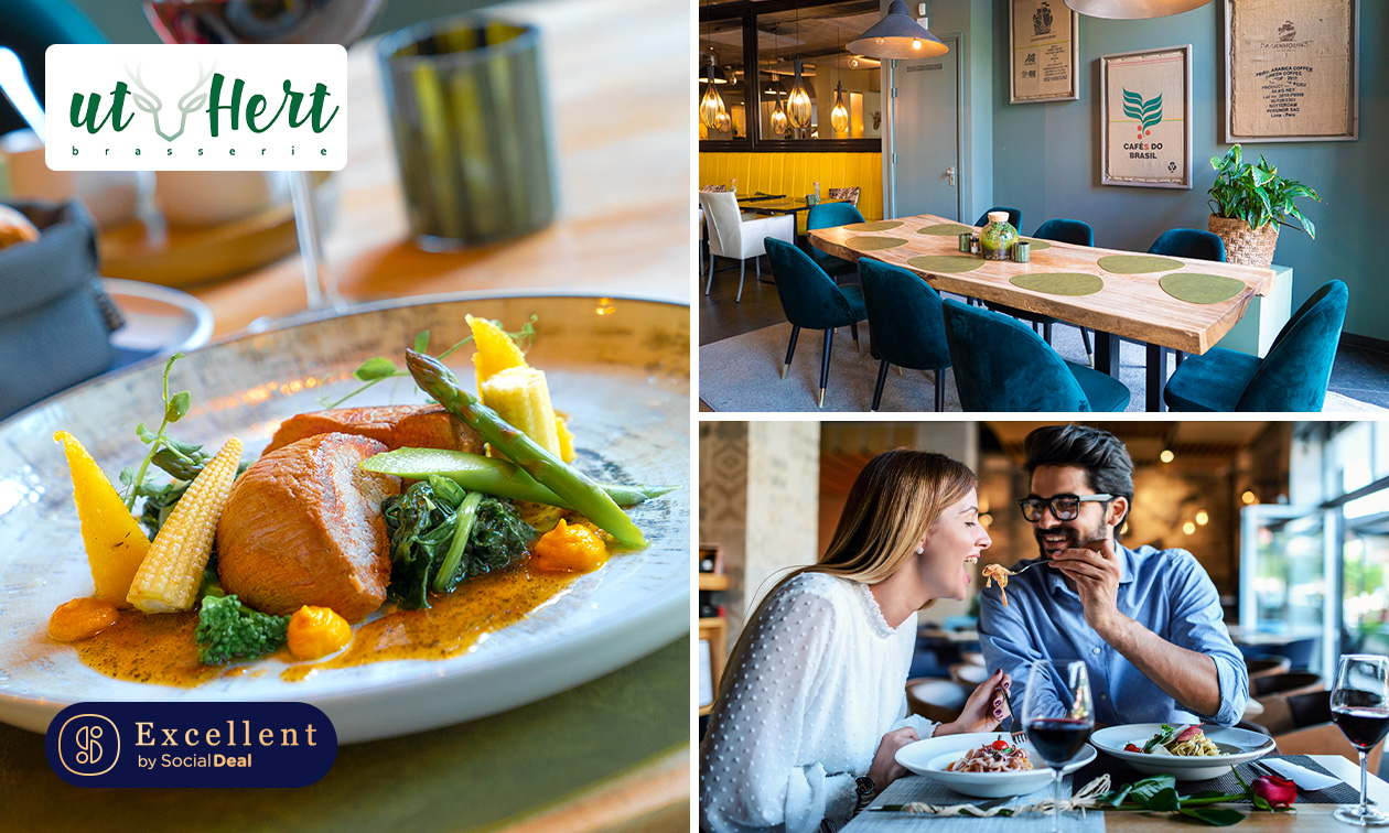 3- of 4-gangendiner van de chef + mandje brood bij Brasserie Ut Hert