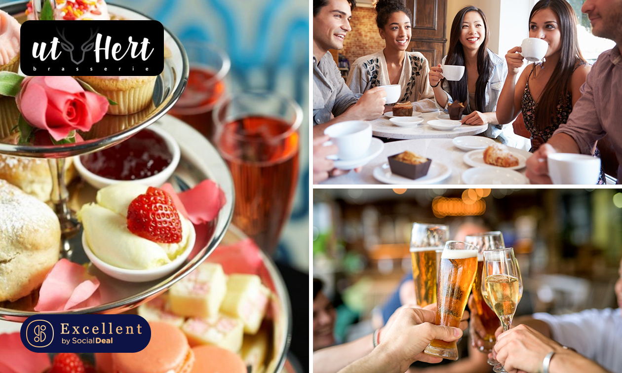 High tea, wine of beer + cava of 3 of 4 gerechtjes bij Brasserie Ut Hert