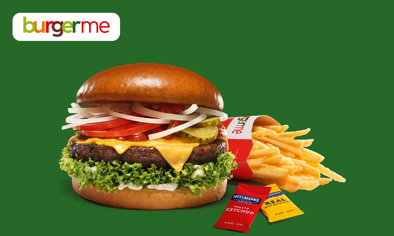 Burger naar keuze + friet + evt. snack of salade bij burgerme Den Bosch