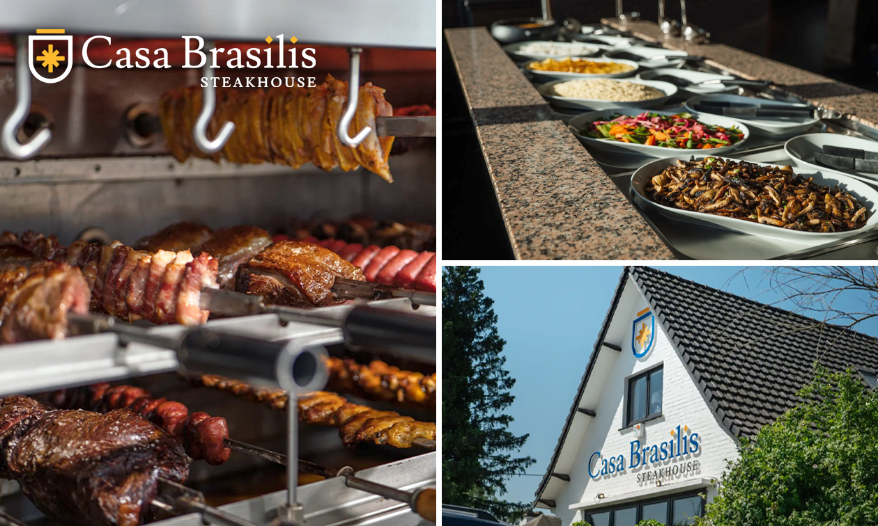 All-You-Can-Eat vleesbuffet (2 uur) + glas wijn bij Casa Brasilis Steakhouse