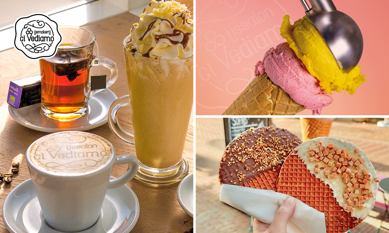 Stroopwafel + warme drank of strippenkaart 10 bollen ijs in hartje Alkmaar