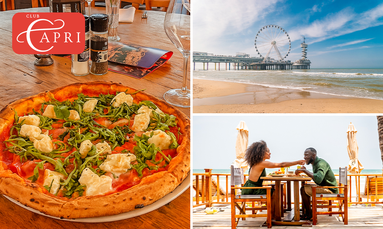 Pizza, pasta of 2- of 3-gangendiner à la carte op het strand in Scheveningen
