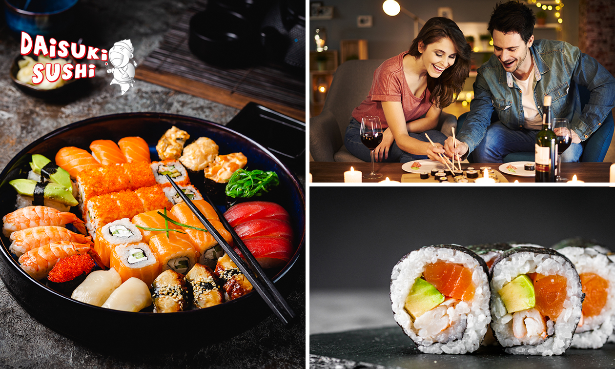 Sushibox (106 stuks) van Daisuki Sushi bij jou thuisbezorgd