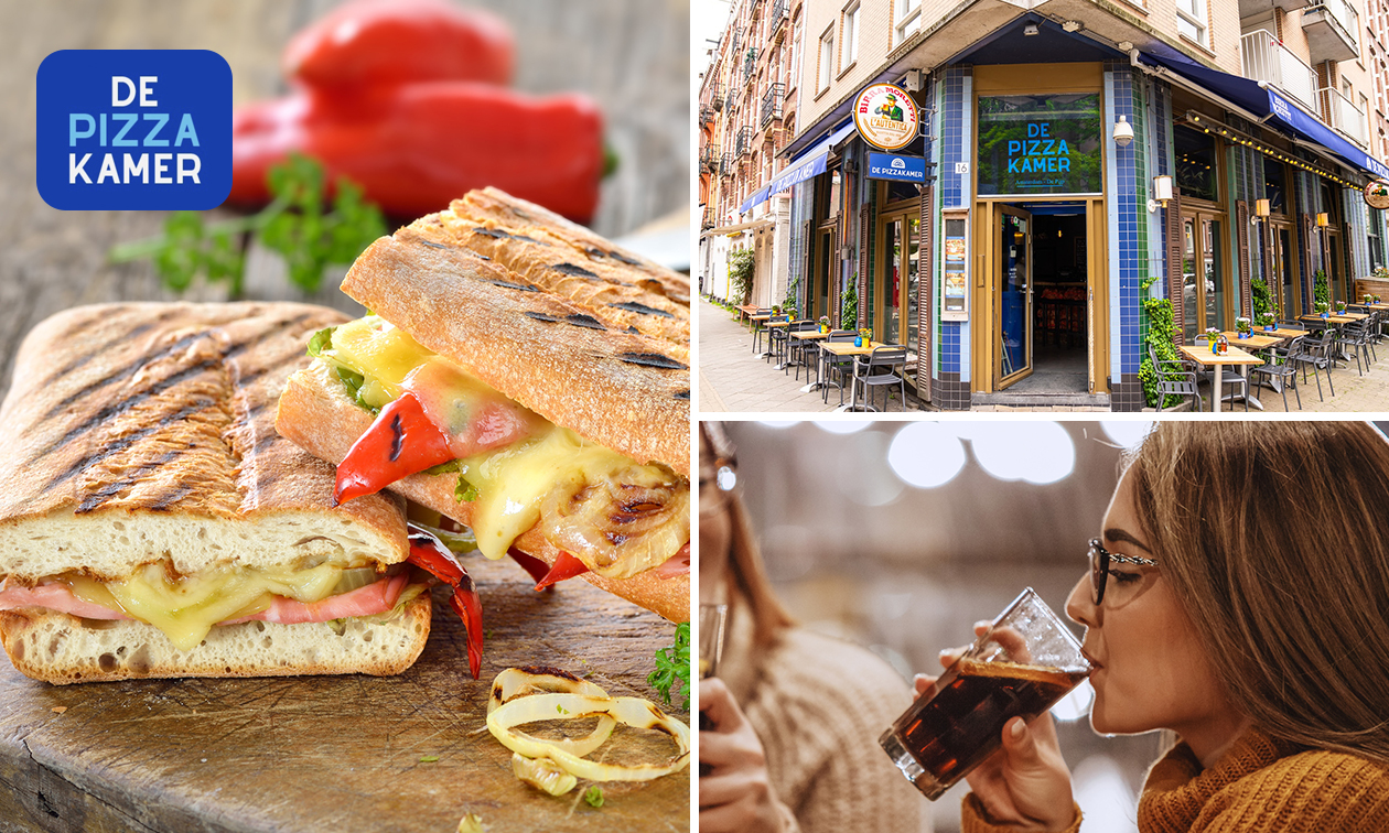Zuurdesem-panini of salade naar keuze + frisdrank bij De Pizzakamer De Pijp