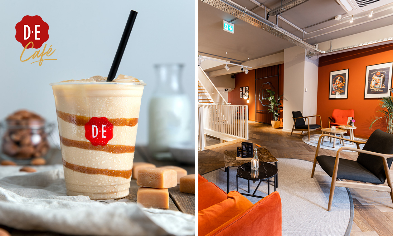 Medium koffie + gebak met slagroom bij Douwe Egberts Café