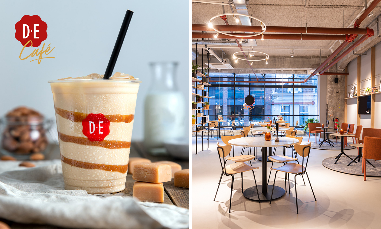 Medium koffie + gebak met slagroom bij Douwe Egberts Café