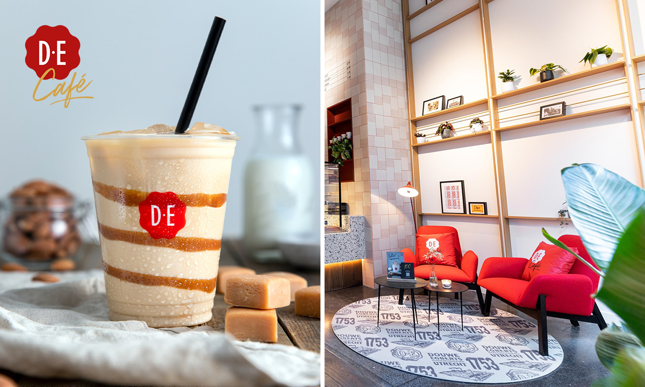 Medium koffie + gebak met slagroom bij Douwe Egberts Café