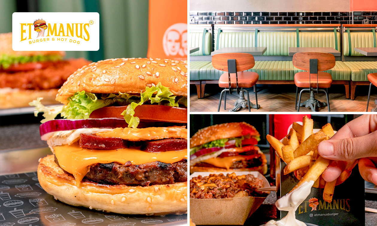 Burger-Menü inkl. Pommes oder Süßkartoffelpommes + Getränk