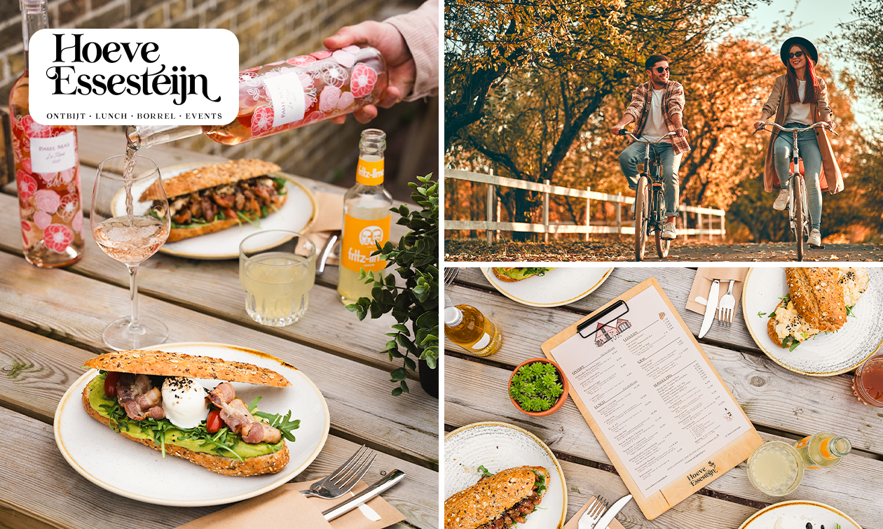 Fiets- of wandelarrangement + warme drank + gebak + 12-uurtje bij Hoeve Essesteijn