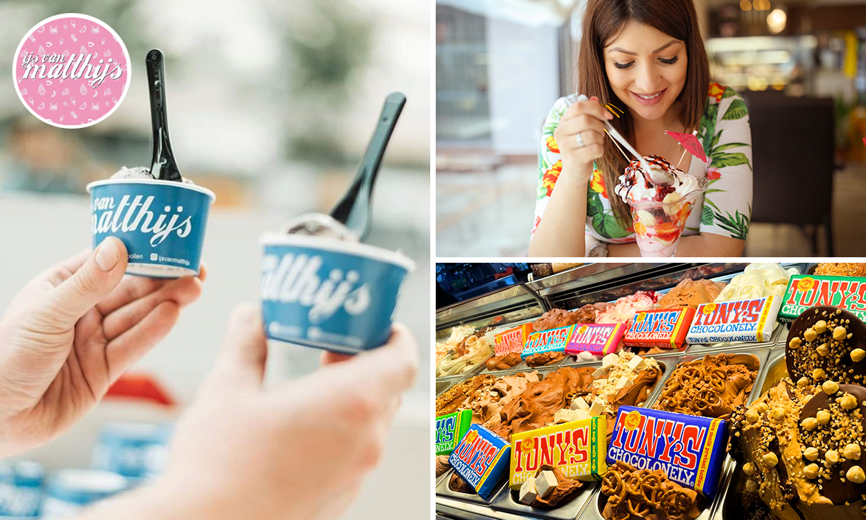 3 bollen ijs naar keuze per persoon voor 1 of 2 personen