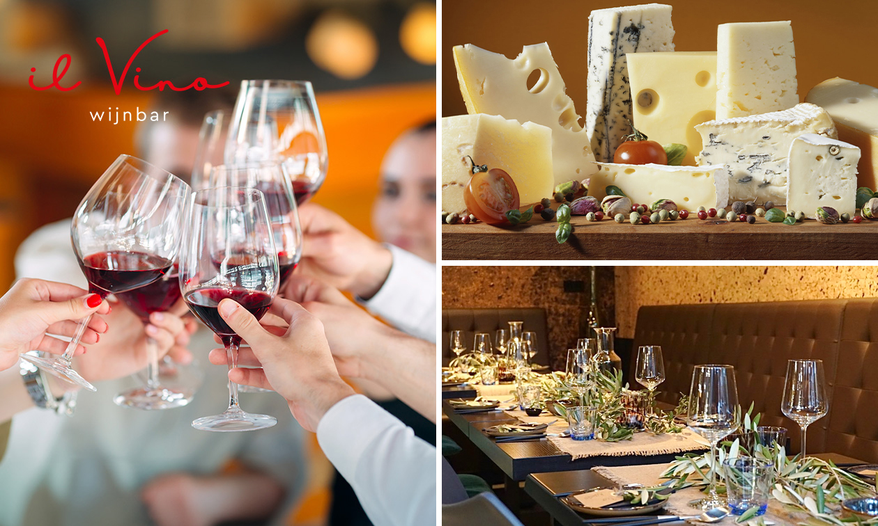 Wijnproeverij met 3 soorten wijn + kaasplankje