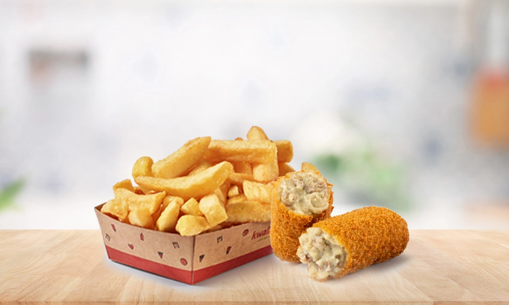 Friet + saus + snack voor 2 of 4 personen voor afhaal