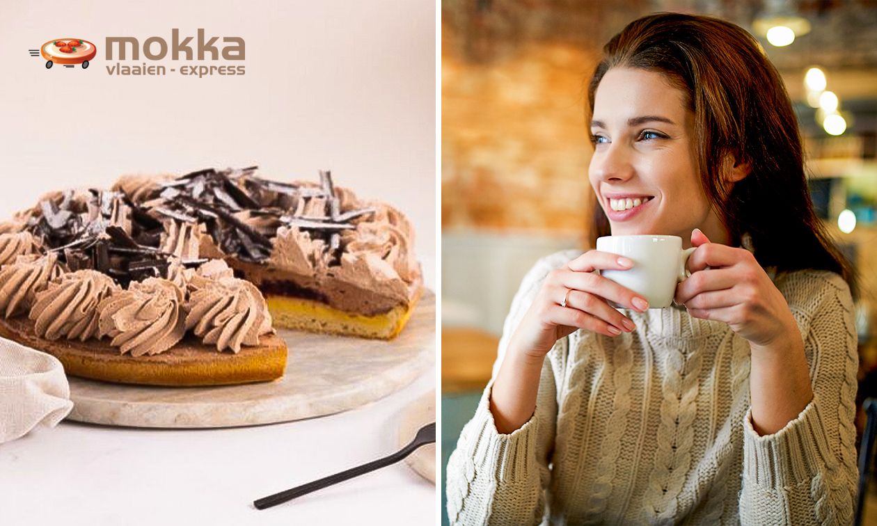 Warme drank + taartpunt bij Mokka