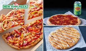 Pizza (25 cm) naar keuze voor afhaal bij New York Pizza + evt. cinnamon bread en/of fris