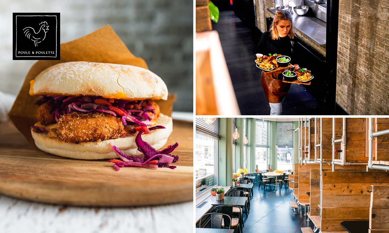 2-gangendiner à la carte + 2 bijgerechten bij Poule & Poulette