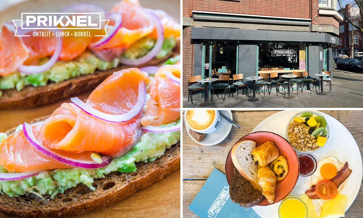 Ontbijt, 2-gangen keuzelunch of 3-gangen keuzediner bij Prikkel