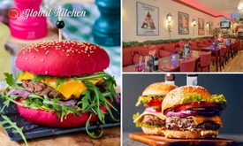 Burger naar keuze + friet + salade bij Q Global Kitchen