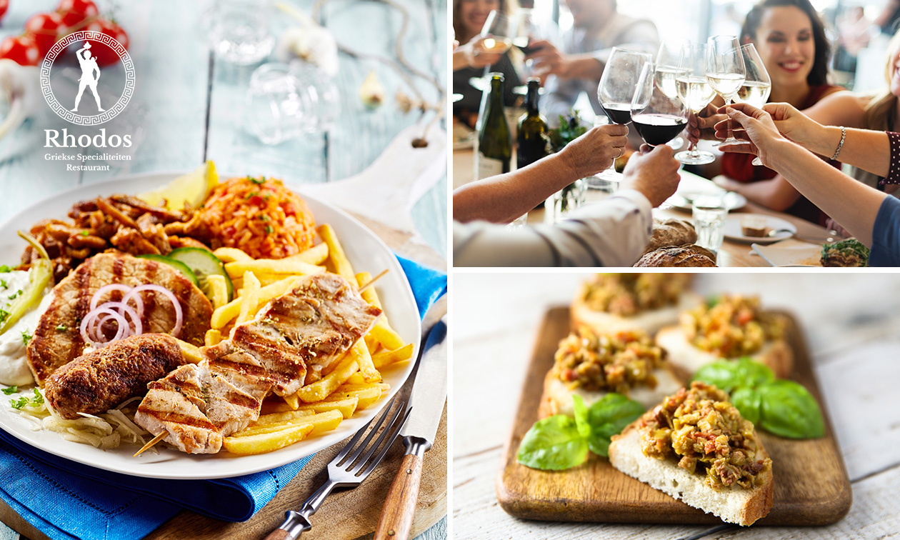 Grieks (evt. vegan) 3-gangen keuzediner bij Restaurant Rhodos