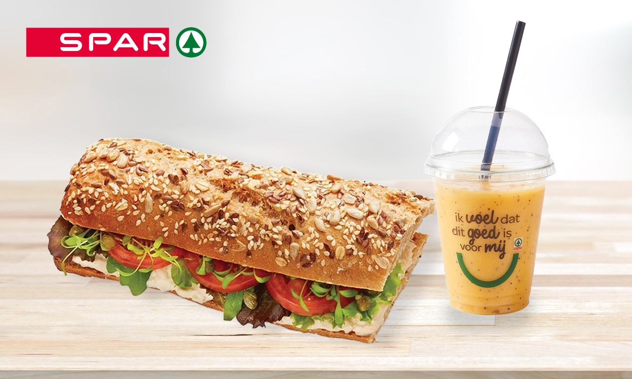 Belegd broodje + smoothie voor afhaal bij SPAR City Den Bosch