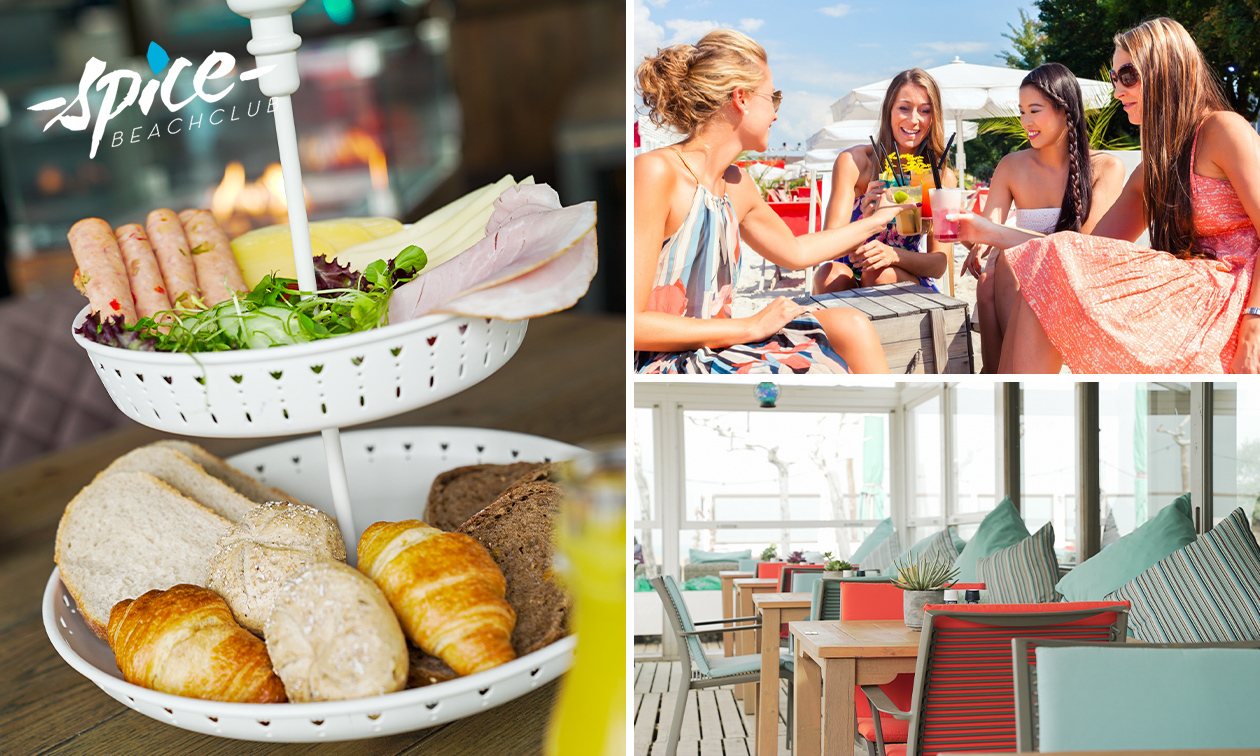Luxe ontbijt + evt. bubbels + 2-gangenlunch bij Spice Beach Club