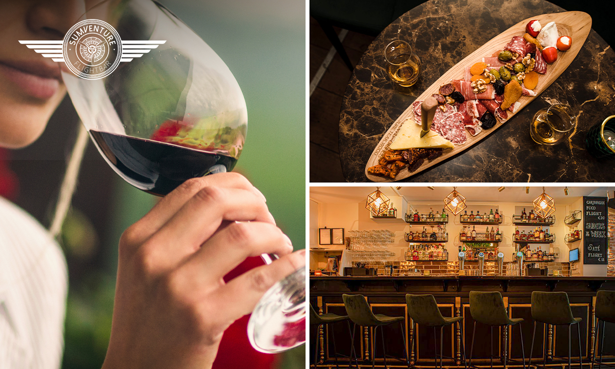 Wijnproeverij + borrelplateau bij Sumventure Flightbar